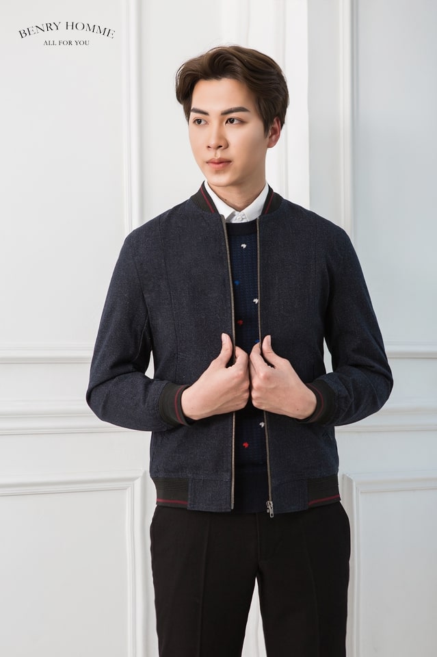 Áo bomber dạ chấm bi nhỏ