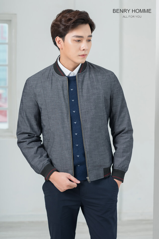 Áo bomber màu ghi