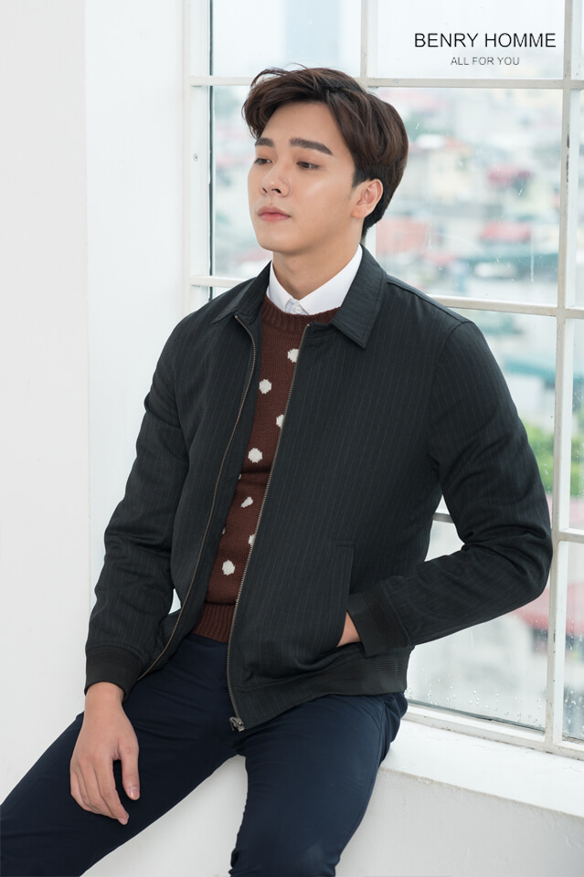 Áo bomber cổ bẻ
